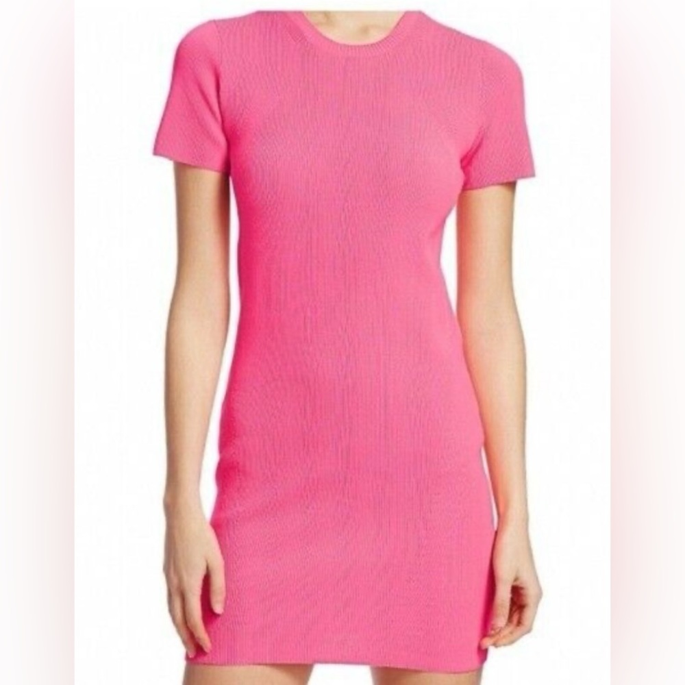 Helmut Lang neon pink knit mini dress NWT!!